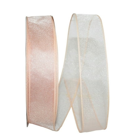 UPC: 0840108865008 | JAM Paper Sheer Wired Ribbon  1 1/2 Inches x 50 Yards  Peach  1/Pack