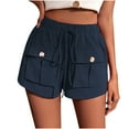 thumbnail image 2 of uublik High Waisted Shorts Women Loose Drawstring Super Soft Casual Shorts Summer Blue, 2 of 5