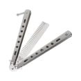 thumbnail image 1 of facefd Butterfly Comb Mustache Beard Brushes Practice Comb for Beginners Training Argent, 1 of 9
