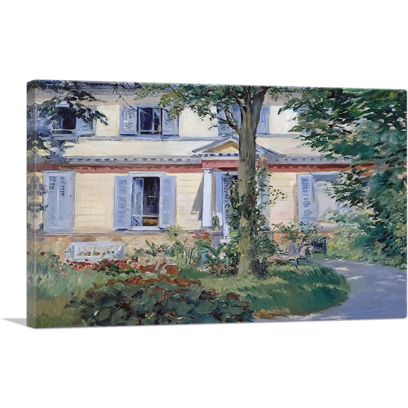 ARTCANVAS The House at Rueil 1882 Canvas Art Print by Edouard Manet - Size: 26" x 18" (0.75" Deep)