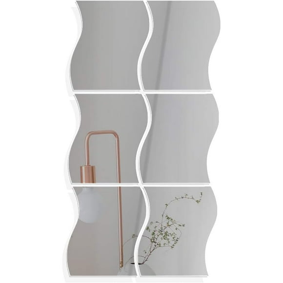 Asymmetrical Irregular Wall Mirror, Diy Customizable Acrylic Plexiglass Adhesive Wall Mirror, Wave Shape For Kitchen Bathroom Sofa Walls Decor (6Pcs)