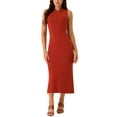 thumbnail image 1 of Vestido de suéter midi sin mangas de punto acanalado para mujer INSPIRE CHIC, elegante y casual con cuello simulado, 1 of 5
