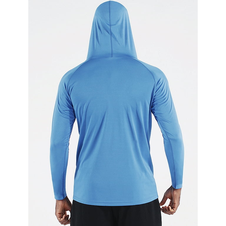 Cadmus Men's Workout Long Sleeve Fishing shirts UPF 50+ Sun Protection Dry  Fit Hoodies,1 Pack,096,Light Blue,Large 