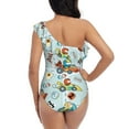 thumbnail image 6 of Yiaed Cartoon Car Racing Print Women One Piece Swimsuits Tummy Control One Shoulder Bathing Suits Pattern Ruffle Swimwear-XX-Large, 6 of 8
