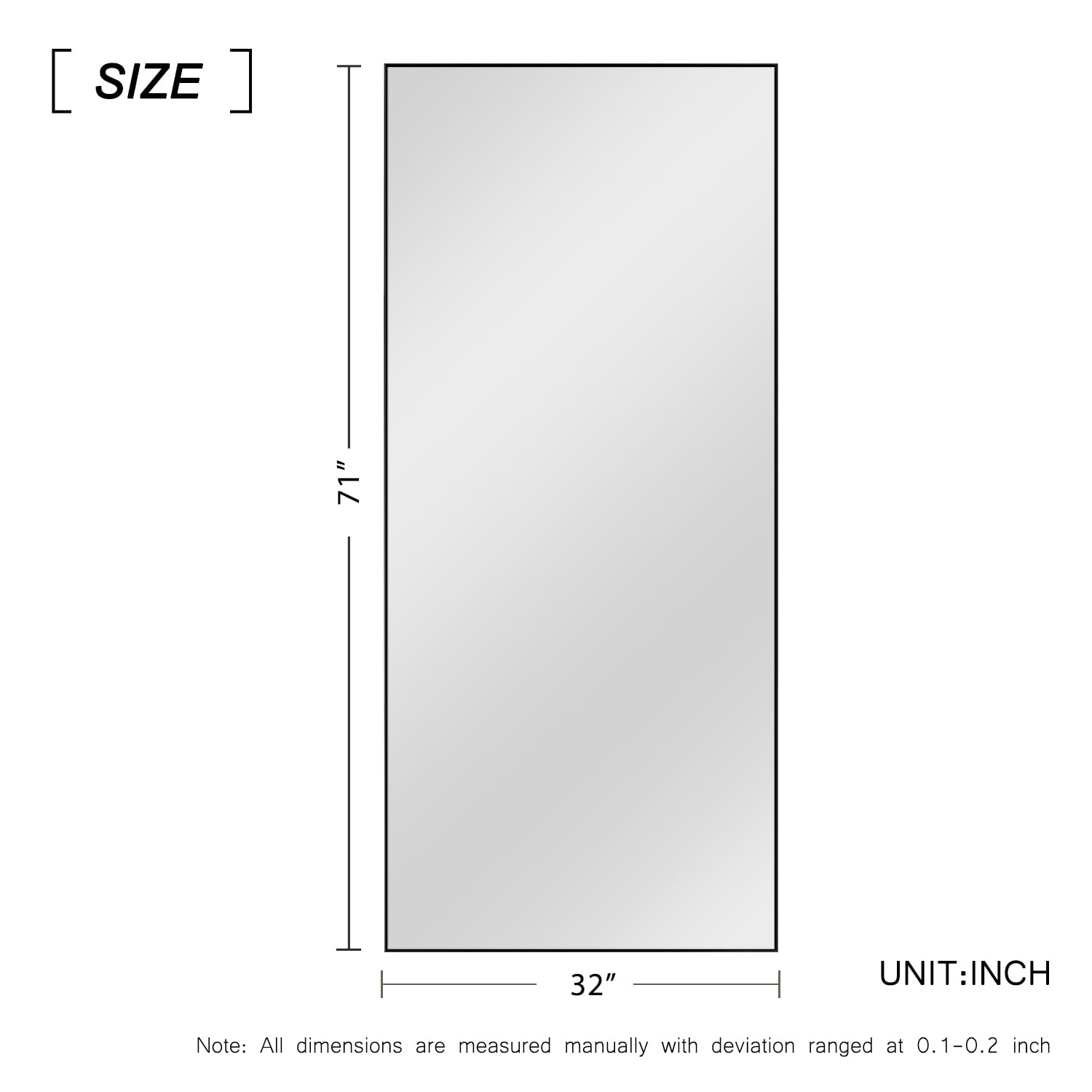 71"x32" Black Modern Full Length Mirror