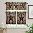 thumbnail image 2 of Western Kitchen Curtains and Country Valance Set, Texas Star Retro Rustic Wooden Boards Small Short Half Farmhouse Tier Curtains 24 Inch Length Kitchen Decor for Cafe Bathroom Nursery Bedroom, 2 of 5