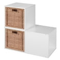 thumbnail image 2 of Niche Cubo Storage Organizer Open Bookshelf Set- 3 Cubes 2 Wicker Baskets- White Wood Grain/Natural, 2 of 7