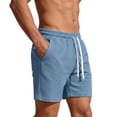 thumbnail image 2 of WIZUTIZ Mens Sweat Shorts Casual Drawstring Elastic Waist Waffle Workout Gym Short 7 inch Inseam Running Short with Pocket, 2 of 5