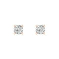 thumbnail image 3 of 0.2 Ct Round Cut Studs White Sapphire 14K Rose Solid Solid Gold Everyday Dainty Earrings Push Back, 3 of 7