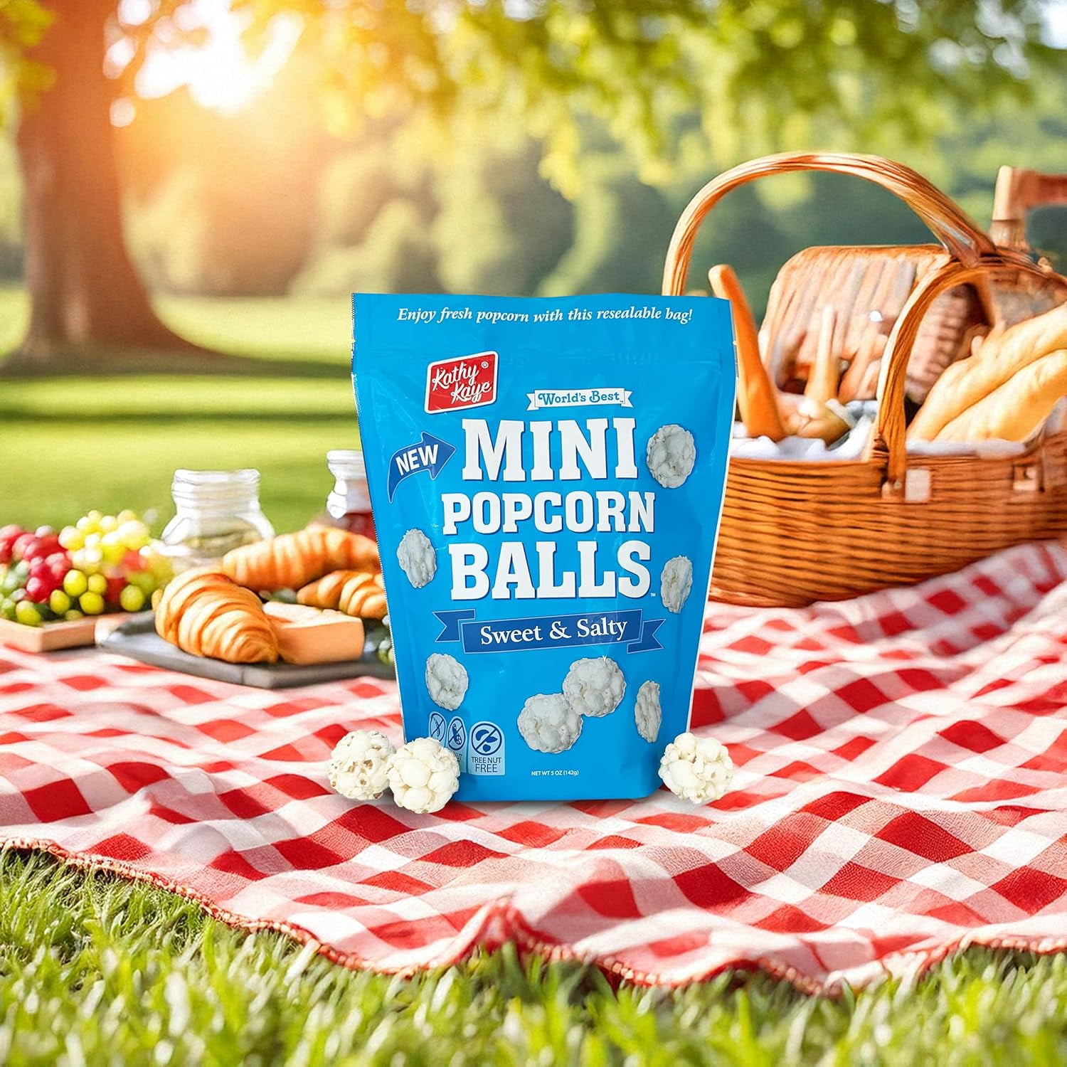 Kathy Kaye Mini Popcorn Balls | Sweet & Salty Bite-Sized Snacks | 6-Pack of 5 oz. Bags | Perfect for Parties, Lunches, Concessions & Goody Bags | Classic Flavor, Mini Size F