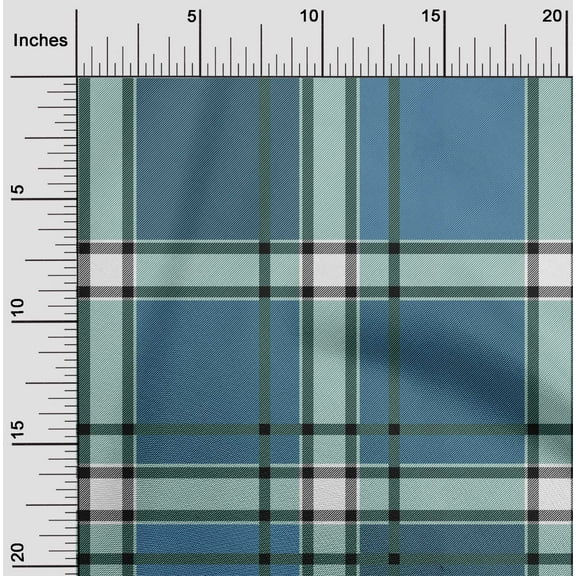 oneOone Organic Cotton Poplin Twill Fabric Tartan Check Print Fabric By The Yard 42 Inch Wide