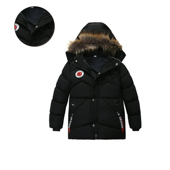 Toddler Winter Coat for Girls Hooded Puffer Jacket Boys Girls Black Jacket Zip up Long Sleeve Waterproof Boys Lightweight Jacket 2 Years Winter Coats for Girls