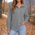 thumbnail image 6 of OunisaWomen's Henley Collar Sweatshirt, Long Sleeve Loose Casual Pullover, 6 of 8