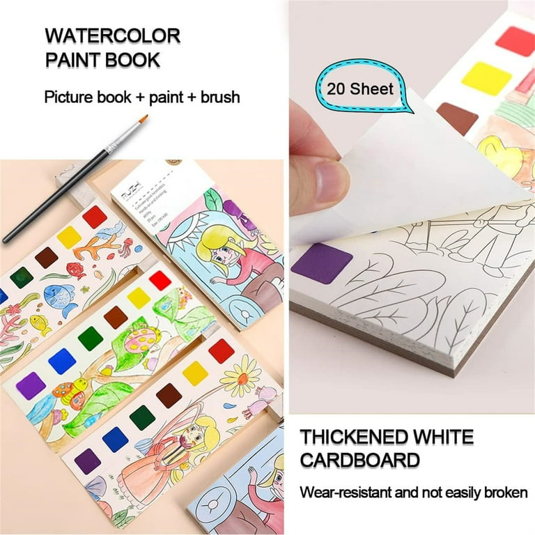 Pocket Watercolor Painting Book, Magic Coloring Books for Kids DIY Paint Books, Travel Pocket Watercolor Kit Watercolor Paint Bookmark, Improve