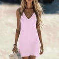 thumbnail image 3 of Efsteb Summer Formal Dresses For Women Casual Cotton V-Neck Sleeveless Mini Dress Lightweight Loose Tank Dress Beach Sundress (Pink,L), 3 of 9