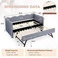 thumbnail image 3 of Twin Size Gingham Daybed with Trundle, Wave Shaped Sofa Bed with USB Port, No Box Spring Needed, 3 of 10