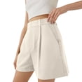 thumbnail image 6 of WULMLEO Womens Shorts Dressy High Waisted Wide Leg Bottoms Pleated Business Casual Work Trouser Shorts Without Belts White 2XL, 6 of 8