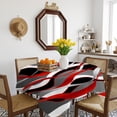thumbnail image 3 of Red Stripe Table Cloth Waterproof Tablecloths, Grey White Ombre Geometric Modern Abstract Tablecloth Dining Table Cover for Kitchen Party Tabletop Outdoor, Square Tablecloth 60x60 Inch, 3 of 9