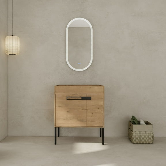 Noble House 30" Freestanding Bathroom Vanity Cabinet, Soft-Closing Door, Eco Plywood, Excluded Sink, Imitative Oak