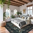 thumbnail image 3 of Moynesa 9'x12' Floral Area Rugs for Living Room, Washable Large Vintage Botanical Rugs for Bedroom, Soft Non Slip Cottagecore Flower Accent Carpet for Dining Room Dorm Apartmen, Black, 3 of 7