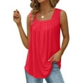 thumbnail image 6 of Stamzod Women's Sleeveless Tank Tops Loose Fitted Flare Tunic Blouse Tops Pleated U Neck Summer Tank Shirts with Curved Hem, 6 of 6
