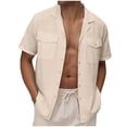 thumbnail image 6 of Purcolt Mens Cotton Linen Button Down Shirts Breathable Short Sleeves Loose Fit Beach Shirt Lightweight Summer Casual Tops With Chest Pockets, 6 of 9