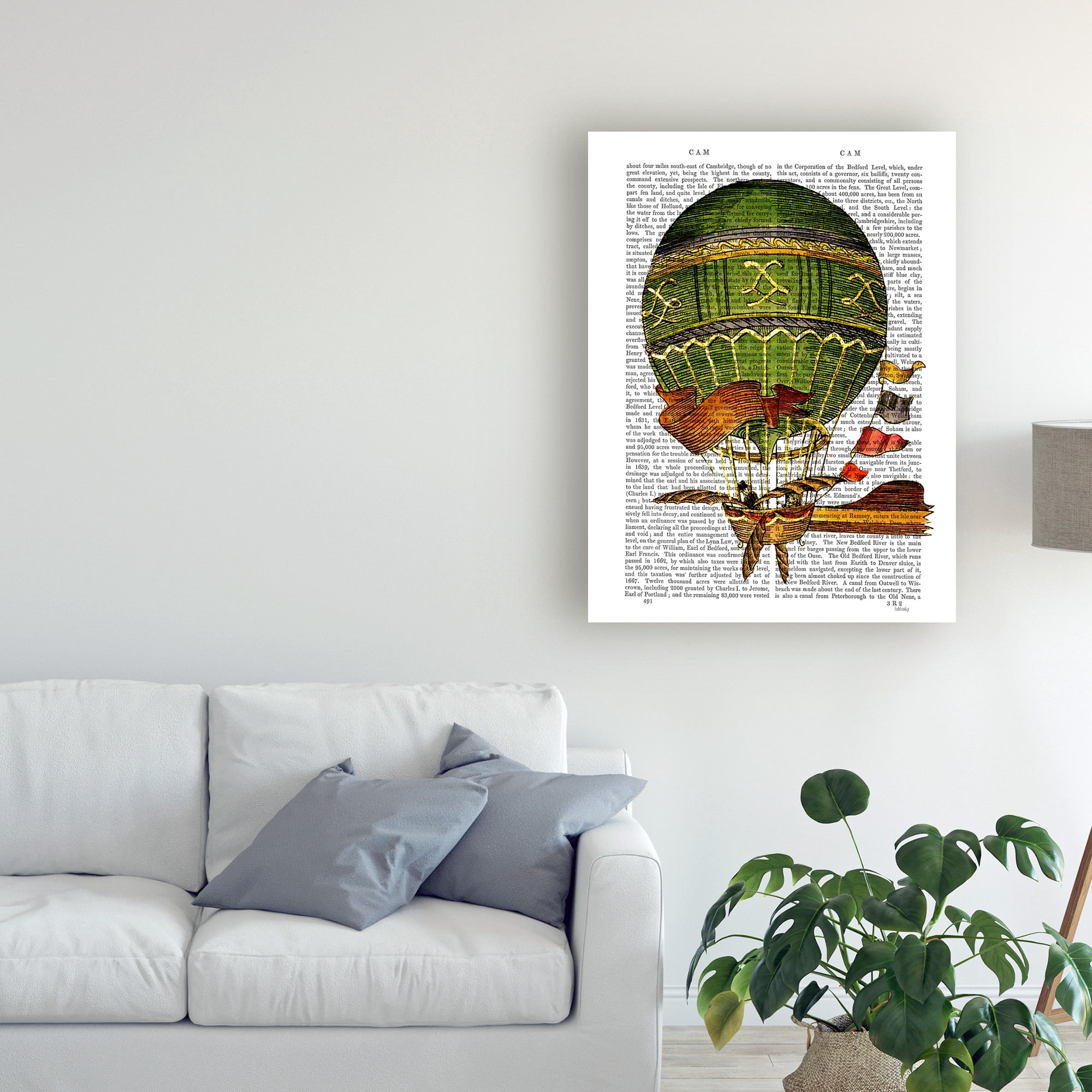 Trademark Fine Art 'Hot Air Balloon, Green' Canvas Art by Fab Funky