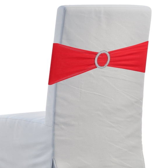 10Pcs Chair Sashes Chair Bow, 350x130mm Polyester Stretch Band with Buckle Slider for Banquet Party Wedding Party Events (Red)