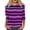 Dark Purple #032, variant on 3/4 Sleeve Shirts for Women Spring Striped Crewneck Business Casual Tops Loose Three Quarter Length Work Blouses Gray M