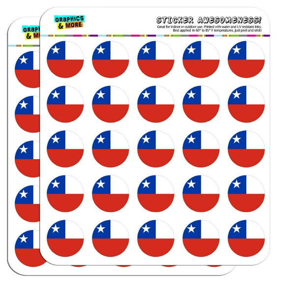 Chile National Country Flag 1" Scrapbooking Crafting Stickers