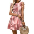 thumbnail image 5 of Ovbmpzd Lounge Dress for Women Sleeveless Striped Red Mini Dress Dresses Birthday Dresses for Women L, 5 of 5