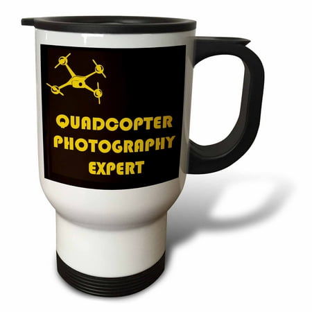 

3dRose Black and Yellow for Quadcopter Photography Expert Travel Mug 14oz Stainless Steel