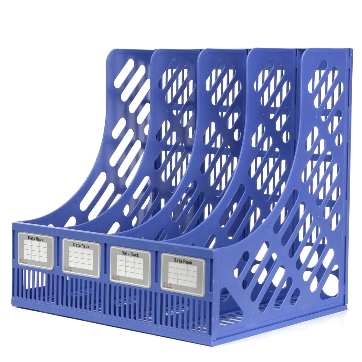 4 Section Office Home Plastic File Rack Divider Magazine Holder Storage