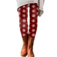 thumbnail image 2 of Christmas Fall Polyester Ankle-Length Spandex Leggings for Women Red Snowflake Women's Day Autumn And Winter Artistic Splash Printed Soft Stretchy Pants XXL, 2 of 6