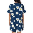 thumbnail image 6 of Fuzoiu Daisies Flowers Print Women's Short-Sleeved Pajama Set,Lounge Sleepwear Set,Womens Pajama Sets 2 Piece,Button-Up Top and Shorts with Pockets-Medium, 6 of 7