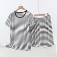 thumbnail image 2 of DxhmoneyHX Womens 2 Piece Striped Workout Sets Short Sleeve Shirts with Elastic Waist Shorts Set Summer Yoga Athletic Outfits, 2 of 5