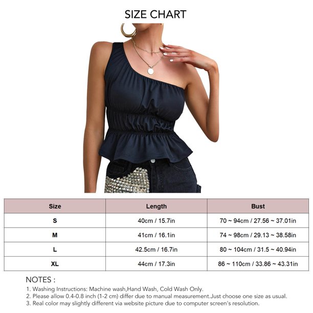 Women Ruched One Shoulder Top Asymmetrical Neck Sleeveless Pure