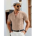 thumbnail image 3 of COOFANDY Mens Casual Beach Shirt Retro Knit Button Down Polo Shirt Short Sleeve Vacation Shirts, 3 of 6
