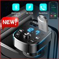 thumbnail image 1 of Último Bluetooth 5.0 FM transmisor reproductor de coche Kit de tarjeta cargador de coche rápido con QC3.0 Dual USB voltímetro y AUX IN/OUT DC 12/24V, 1 of 3