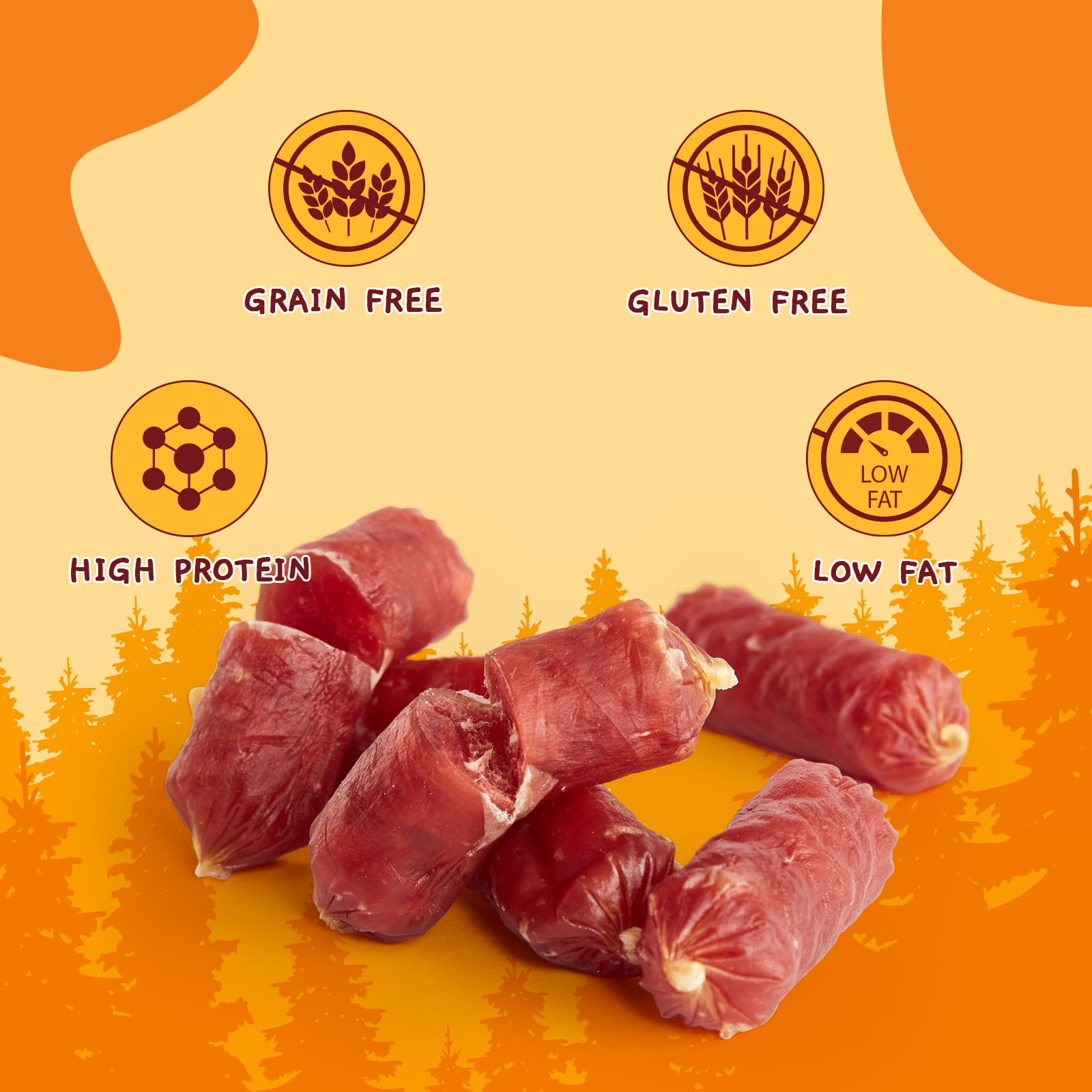 (5 pack) Jungle Calling Duck Sausage Dog Treats, Single Ingredient Duck Jerky for Small & Medium Dogs, 10.6 oz