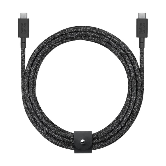 Native Union Belt Cable XL Tipo-C 100W - USB-C a USB-C 10 pies / 3 m Cable de carga ultra fuerte con correa de cable - Compatible con iPhone Air, iPhone 17, MacBook, iPad, Surface Go 4 (Cosmos)