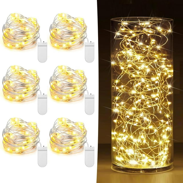 Fairy Lights HOBAYS, 6 unidades, funciona con pilas, 2 m y 20 LED, color blanco cálido