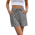 thumbnail image 2 of Zpzdpjkx Women's Striped Cotton Linen Shorts with Drawstring Pockets Casual Lounge Short Pants Black XL, 2 of 4