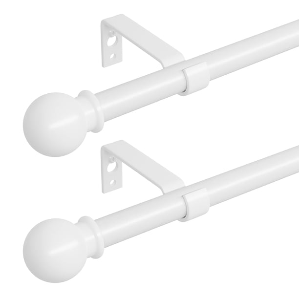 Barras de cortina para ventanas de 66 a 120 pulgadas paquete de 2 barras largas blancas con soportes fácil de instalar decorativa ajustable de 5/8 pul