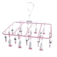 thumbnail image 3 of GUOOL Travel Clip Drip Socks Hangers Clothes Laundry Drying Hanger Rack 23 Clips - Pink, 3 of 5
