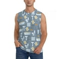 thumbnail image 3 of Uemuo Blue Bathroom Pattern Men's Sleeveless T-Shirt,Muscle Athletic Tank Top, Moisture-wicking Quick-dry Breathable Classic Tee Top for Gym Run Outdoor Sports-, 3 of 8