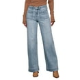 thumbnail image 2 of Women'S Wide Leg Jeans High Waisted Straight Leg Stretchy Denim Pants with Pockets Light Blue XL, 2 of 9