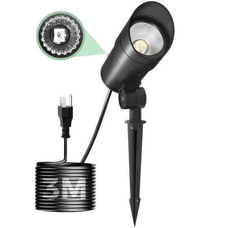 HOVMAP Landscape Spotlights Outdoor Plug in 30W 3000 Lumens 6000K Natural Light Light Sensor IP65 Aluminum Alloy 1 Pack for Garden Yard, 1Pc White light