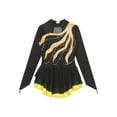 thumbnail image 3 of Haitryli Kids Girls Rhinestone Figure Ice Skating Dress Long Sleeve Roller Skating Dance Dress Leotard Yellow 12, 3 of 7