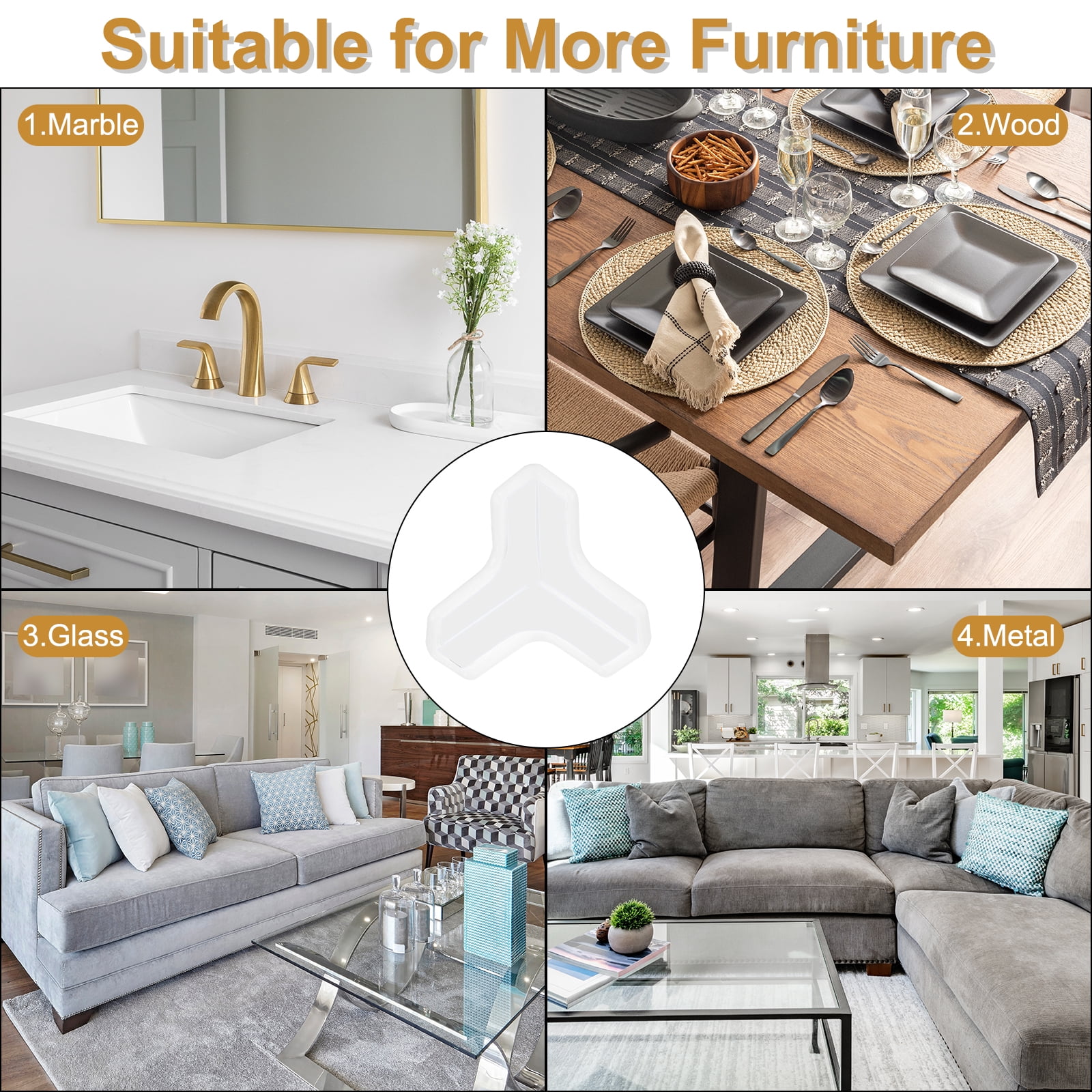 Unique Bargains Corner Protectors Table Furniture Guard Safety Bumpers White